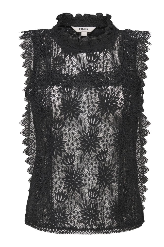 ONLGILLIAN S/L O-NECK LACE TOP OX W 15363711 BLACK